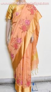 Saree with cross-stitch embroidery