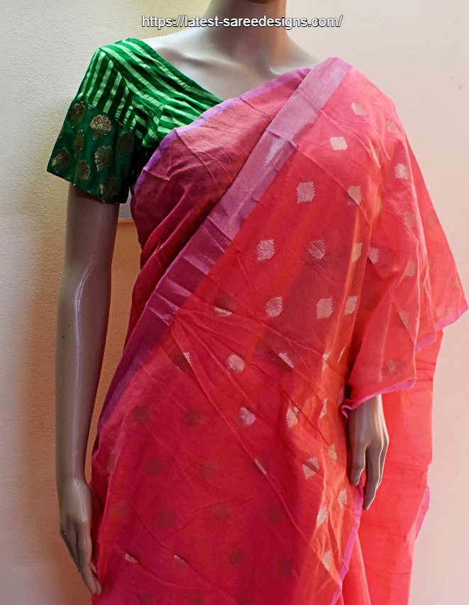Chanderi cotton saree with broad border