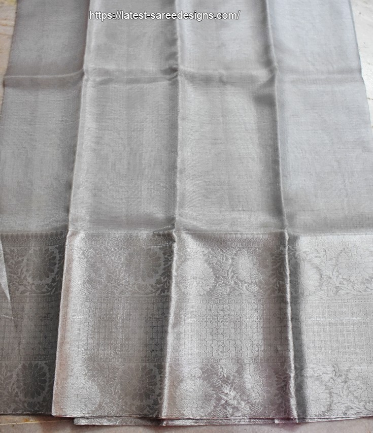 Beautiful Tissue silk saree in silver color