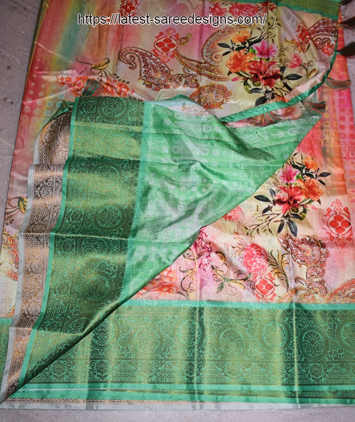 Floral print synthetic saree