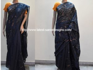 Saree with bird embroidery