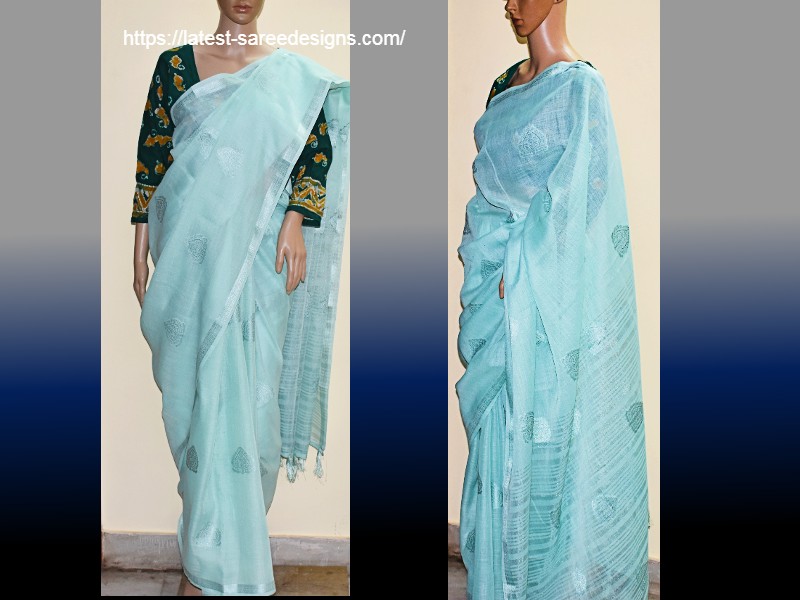 Pastel linen saree 