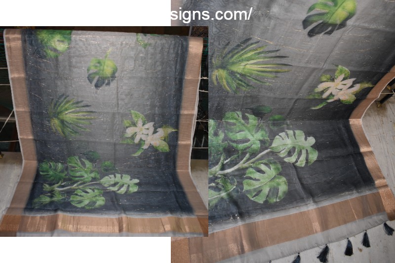 Tissue saree with hand painting