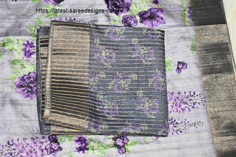 Floral print semi silk saree