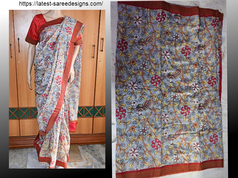 Kalamkari hand printed saree