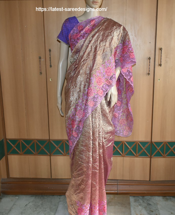 Tissue saree with cutwork